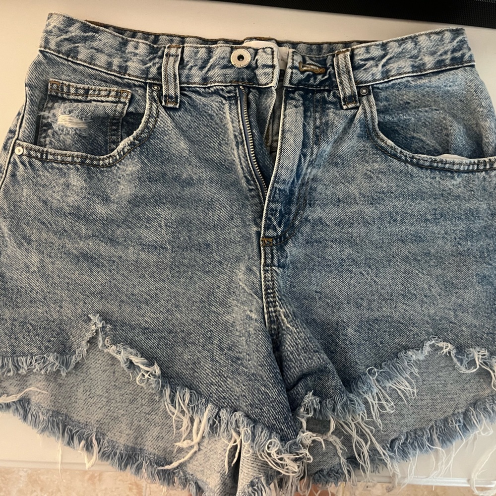 Cotton On Light Blue Frayed Jean Shorts